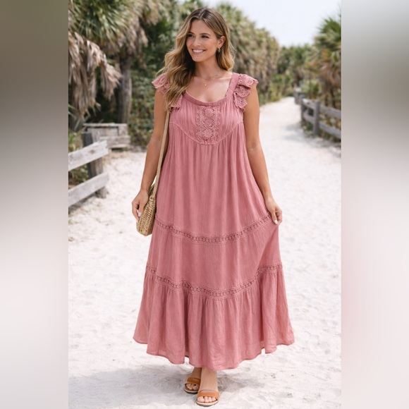 J for Justify Dresses & Skirts - J for Justify Rose Boho Maxi Dress with Lace Details Size: XL
